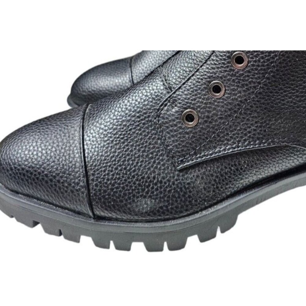 Karl Lagerfeld Combat Black Boots Paris Embellished Strap Payson Pippa 8.5 READ - Picture 8 of 8